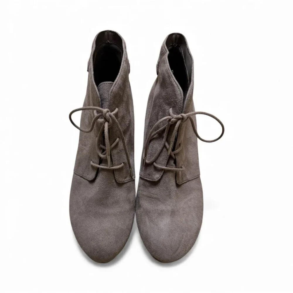 Dr. Scholl’s Suede Wedge Ankle Booties Taupe NWOB Size 9 (Fits 8.5–9)